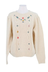 Pull Bonton Beige en Laine, taille M - Seconde Main