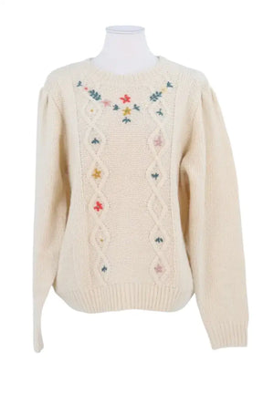 Pull Bonton Beige en Laine, taille M - Seconde Main