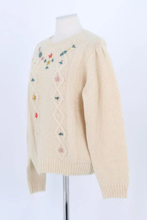 Pull Bonton Beige en Laine