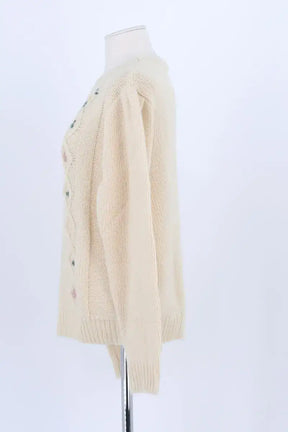 Pull Bonton Beige en Laine