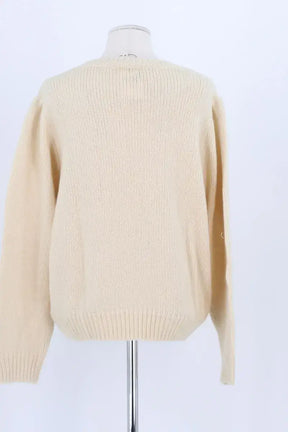 Pull Bonton Beige en Laine