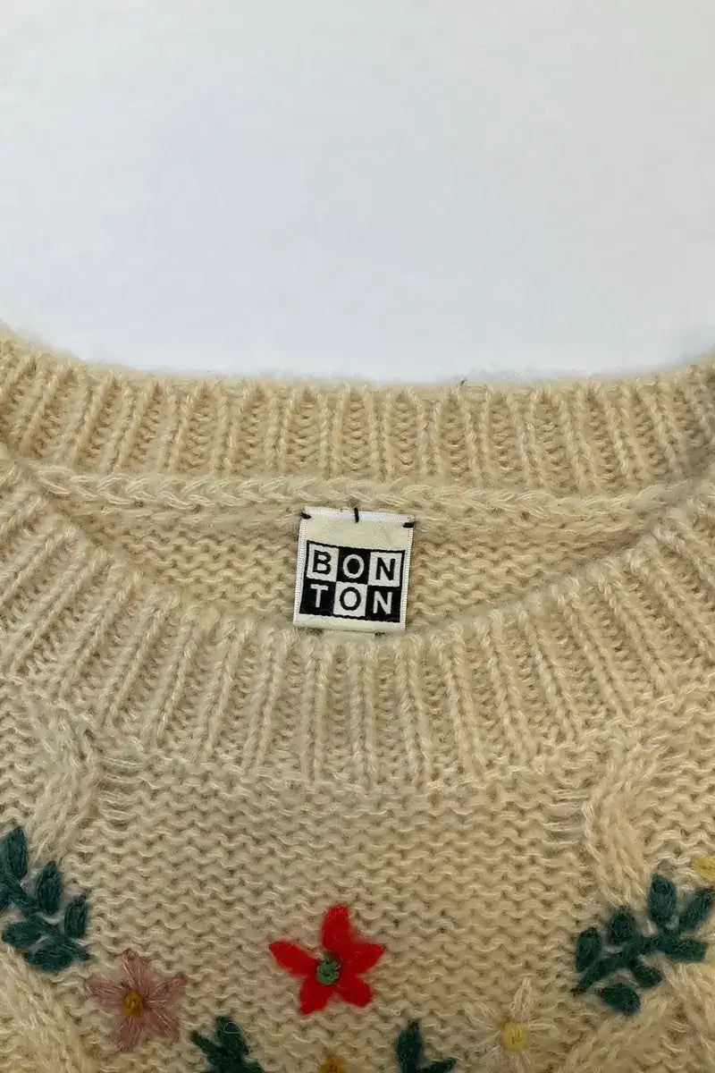 Pull Bonton Beige en Laine