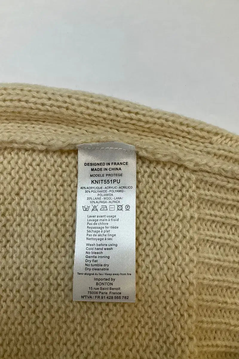 Pull Bonton Beige en Laine