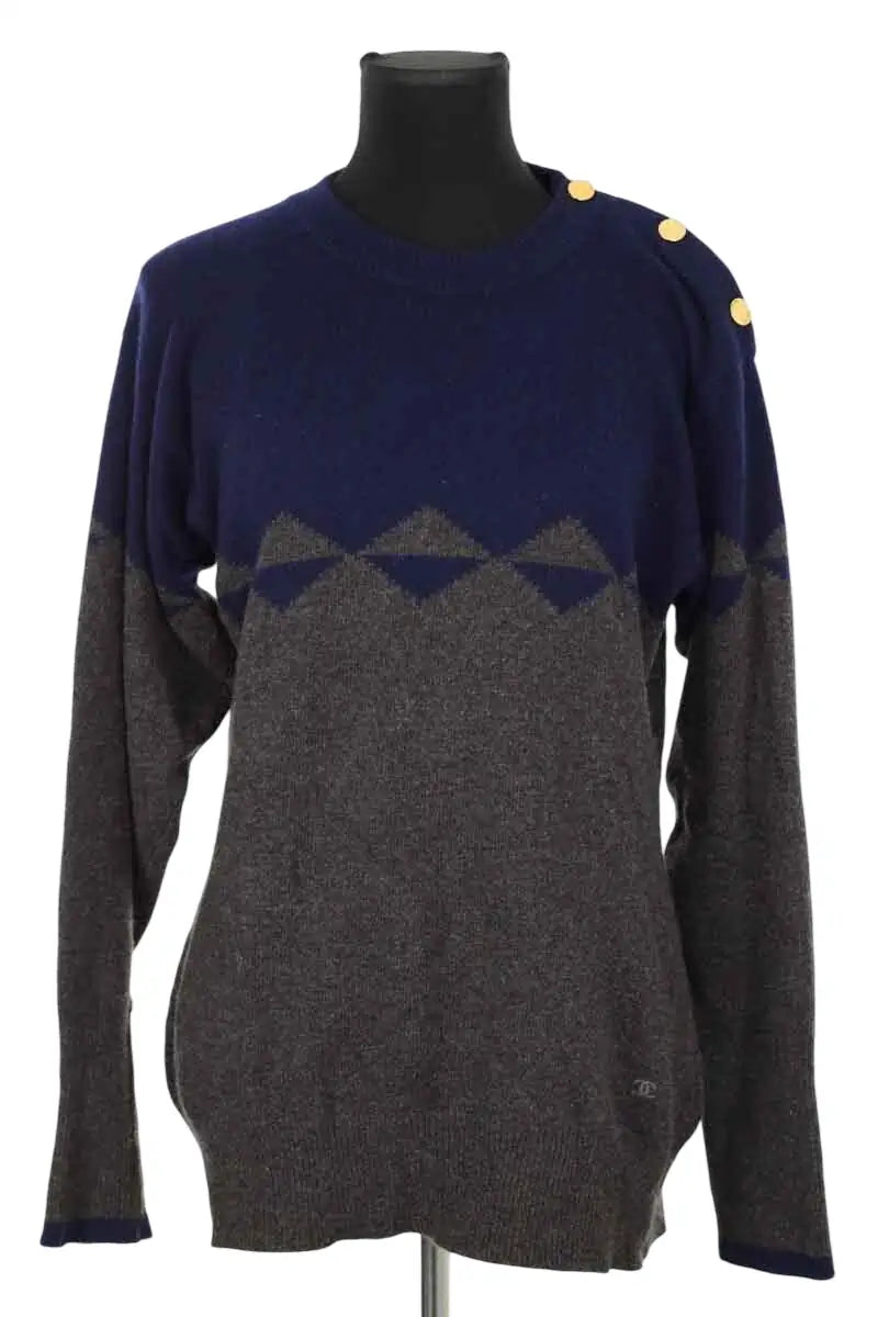 Pull Chanel Anthracite en Cachemire, taille L - Seconde Main