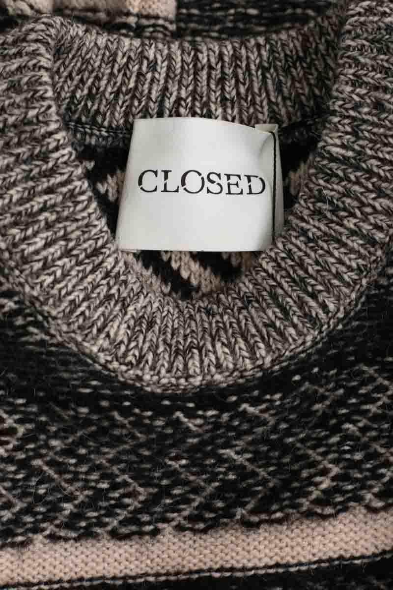 Pull Closed Noir en Laine