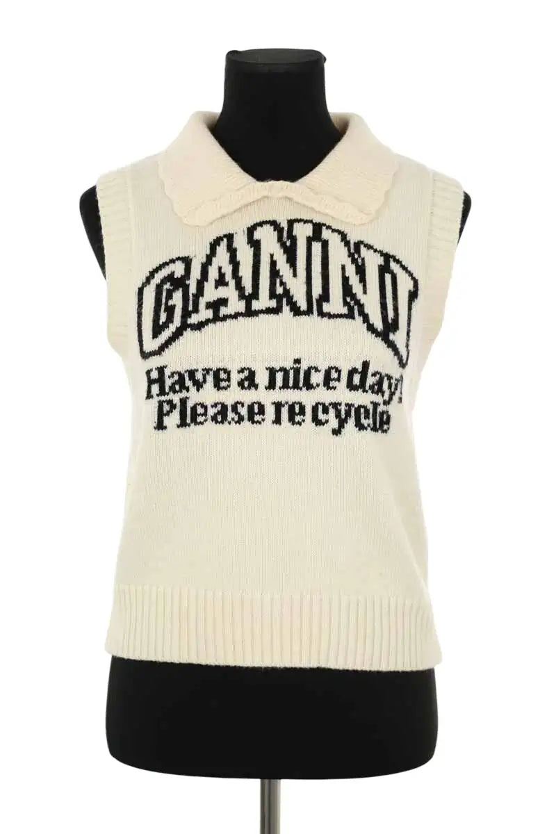 Pull Ganni Beige en Laine, taille S - Seconde Main