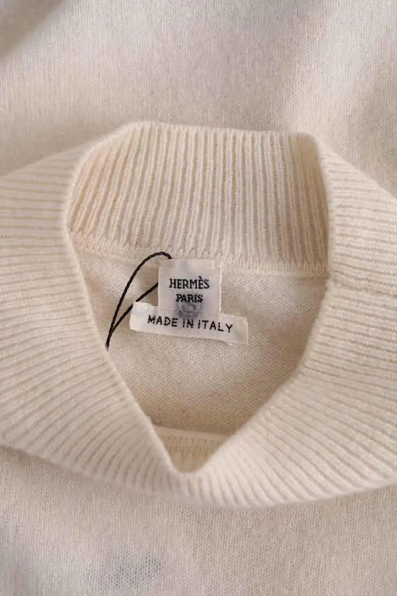 Pull Hermès Blanc en Cachemire