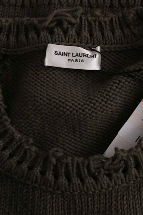 Pull Saint Laurent Distressed raglan jumper Kaki en Coton