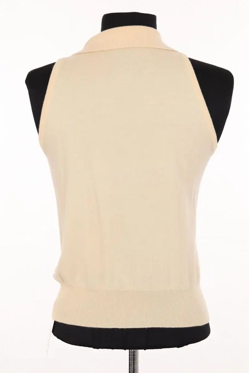 Pull sans manches Celine Beige en Cachemire