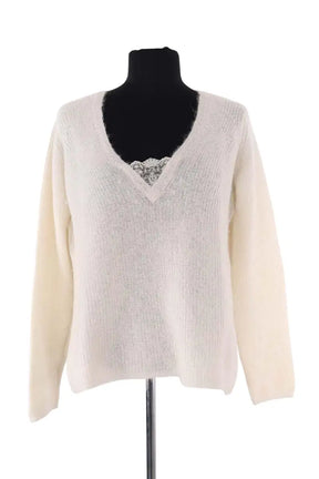 Pull Sézane Ecru en Laine, taille M - Seconde Main