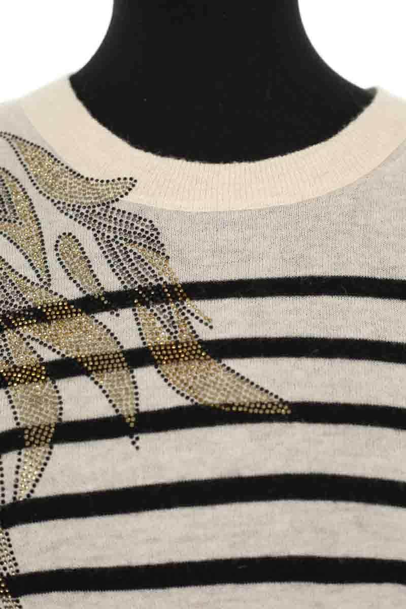 Pull Zadig & Voltaire Miss stripes flower Ecru en Cachemire
