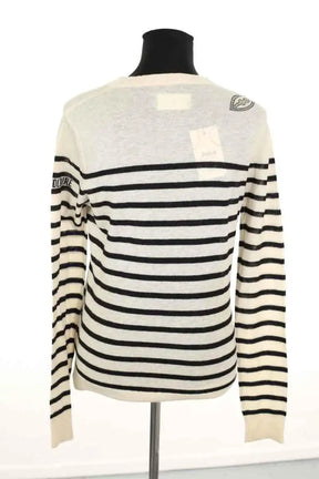 Pull Zadig & Voltaire Miss stripes flower Ecru en Cachemire