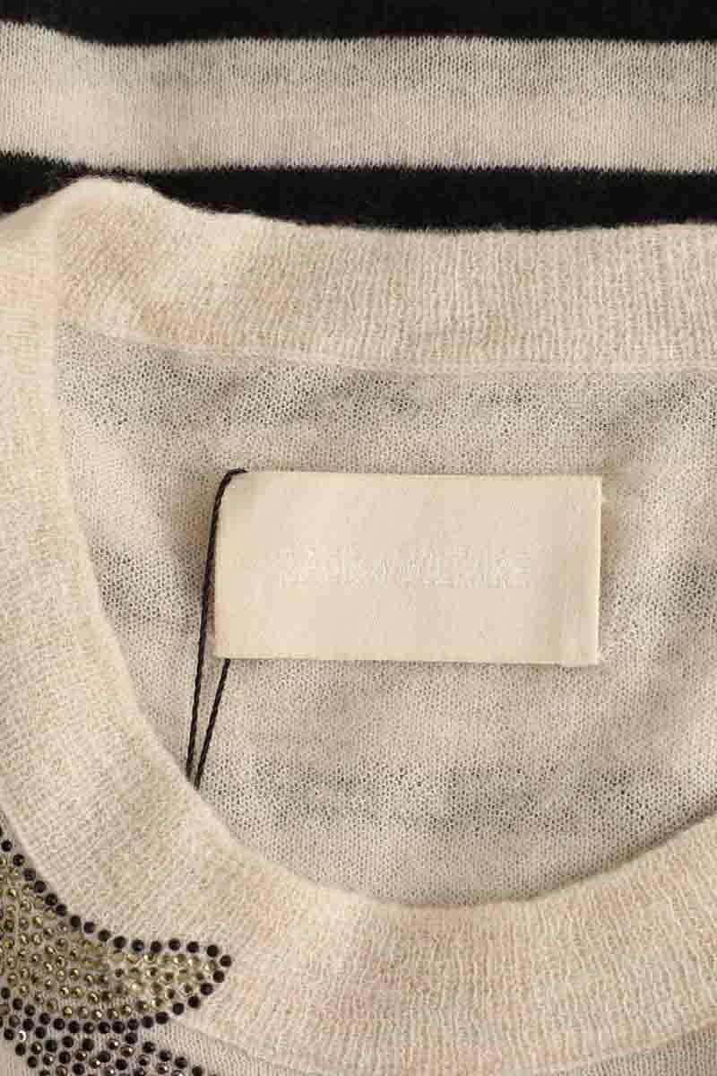 Pull Zadig & Voltaire Miss stripes flower Ecru en Cachemire