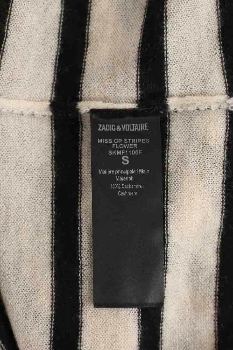 Pull Zadig & Voltaire Miss stripes flower Ecru en Cachemire