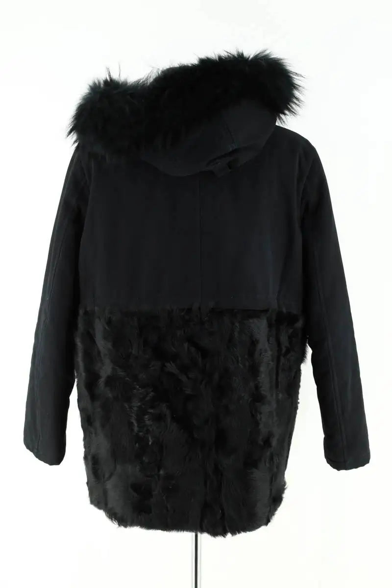 Manteau Maje Noir en Fourrure