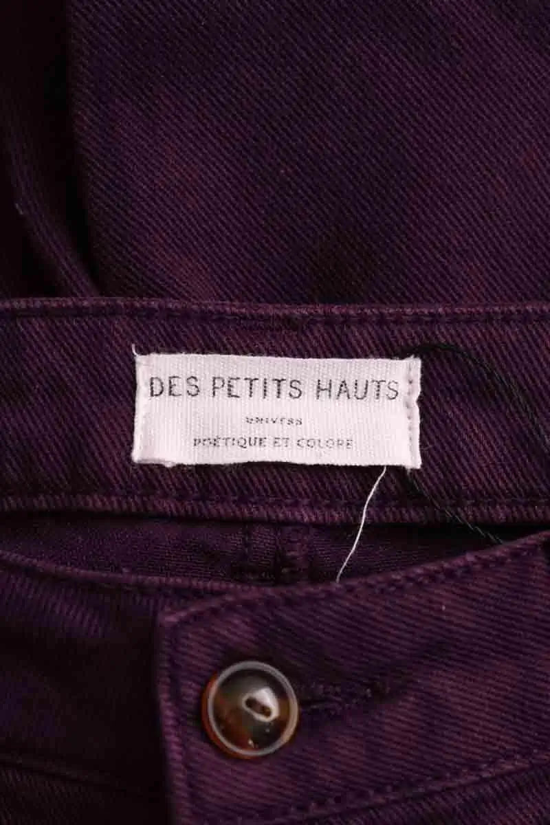 Pantalon droit Des Petits Hauts Violet en Coton