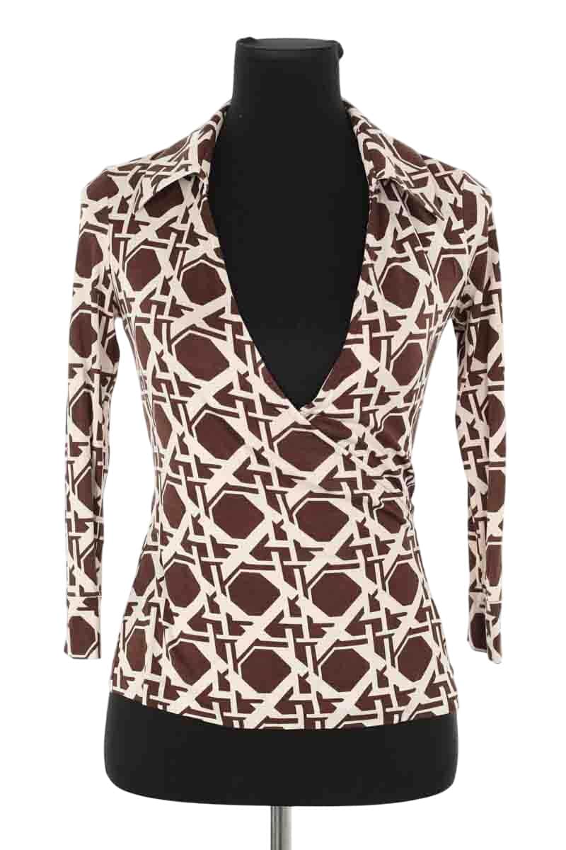 Cache-coeur Diane Von Furstenberg Marron en Soie, taille S - Seconde Main