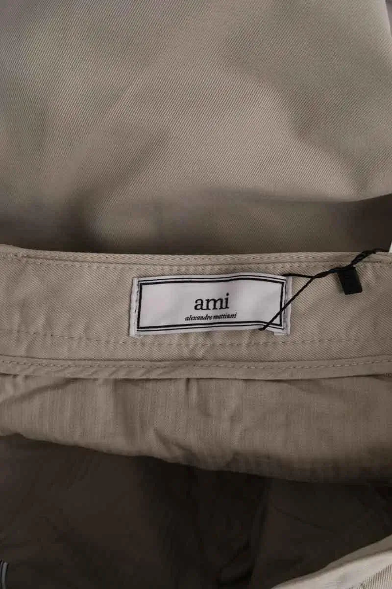 Pantalon droit Ami Beige en Coton
