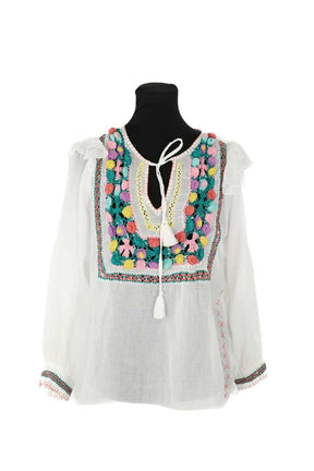 Blouse Antik Batik  Blanc