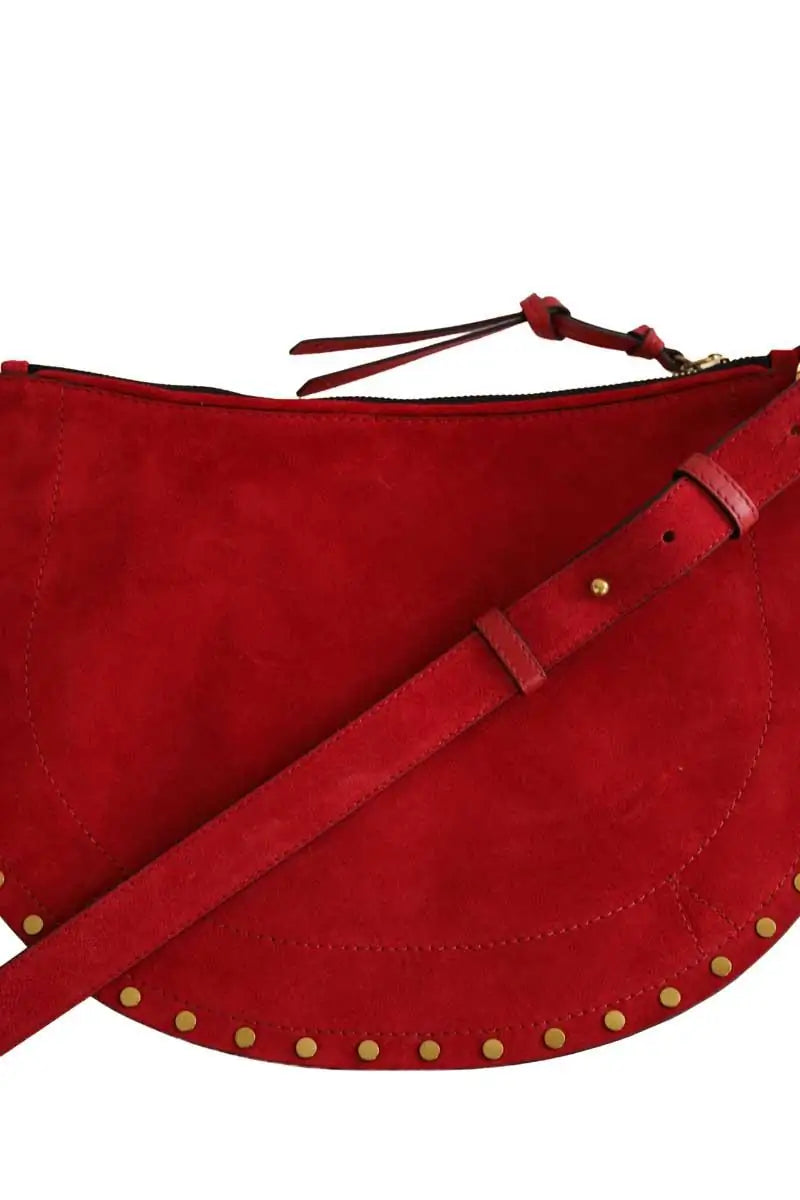 Sac à bandoulière Isabel Marant Oskan soft zip Rouge en Daim