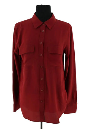 Blouse Equipment Bordeaux en Soie, taille L - Seconde Main