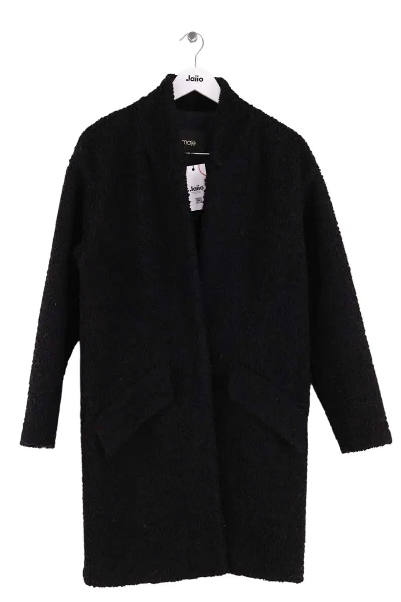 Manteau Maje Noir en Synthétique, taille L - Seconde Main