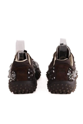 Baskets Miu Miu tissu technique brodé bubble Marron en Tissu