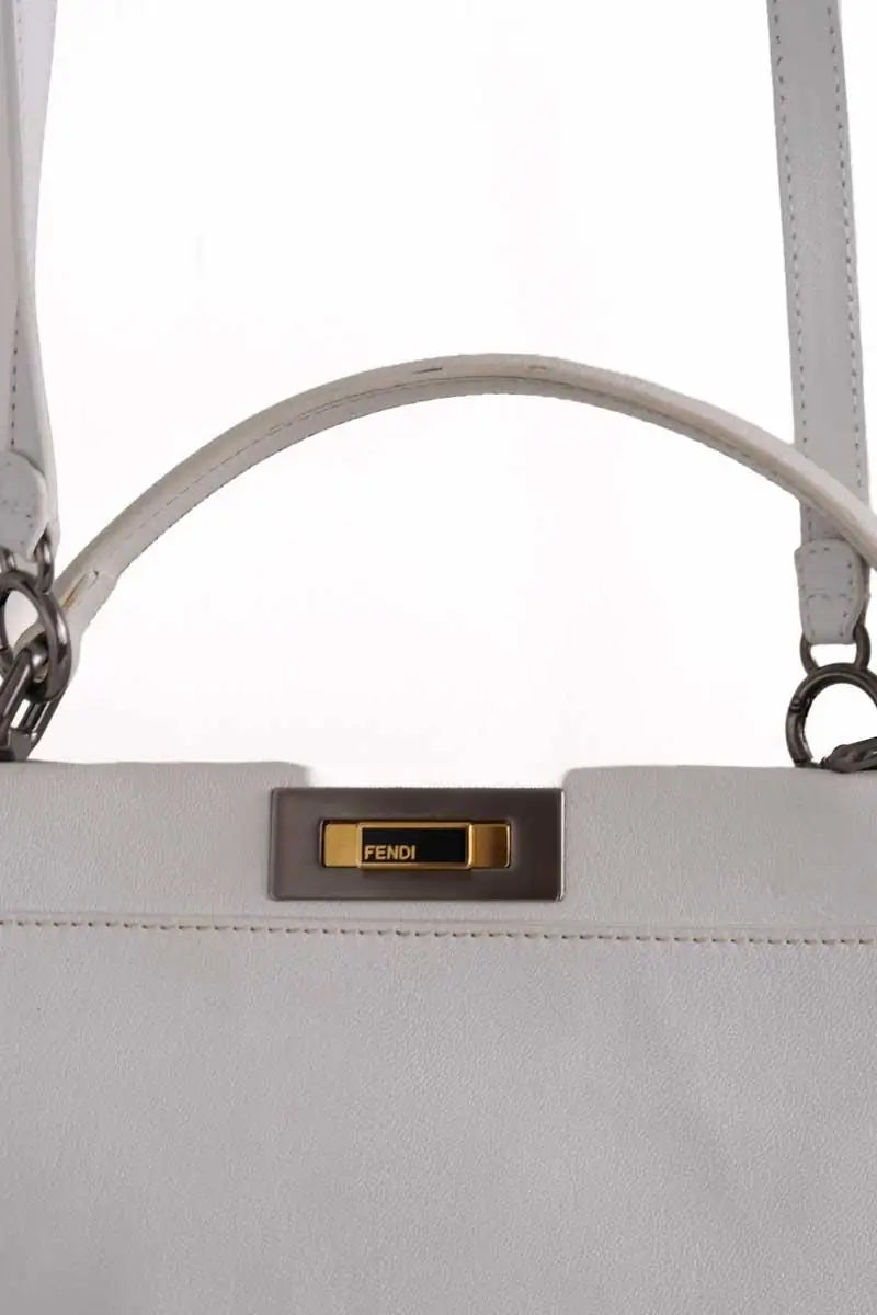 Sac à bandoulière Fendi Peekaboo Medium Blanc en Cuir