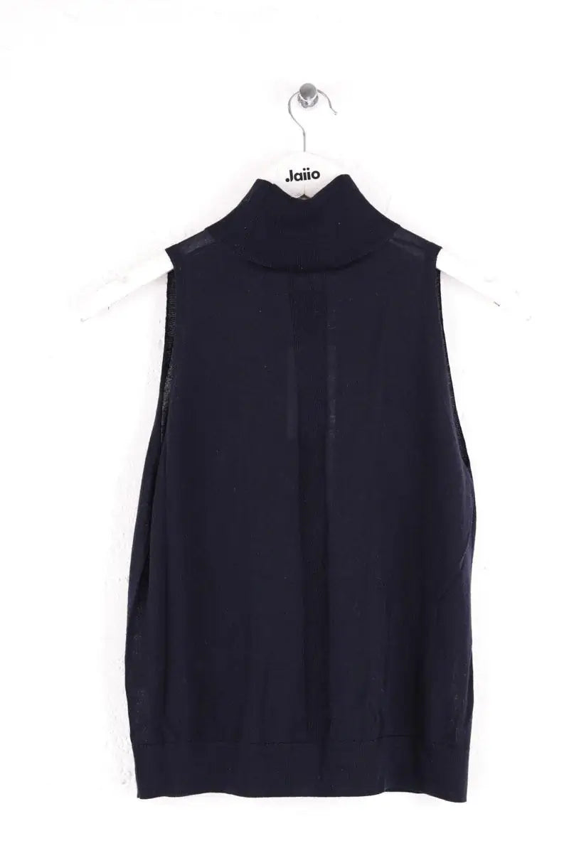 Top ME + EM High neck sleeveless top Marine en Laine