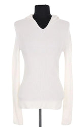 Pull ME + EM Stretch rib layering hoodie Ecru en Laine, taille S - Seconde Main