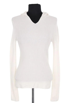 Pull ME + EM Stretch rib layering hoodie Ecru en Laine, taille S - Seconde Main