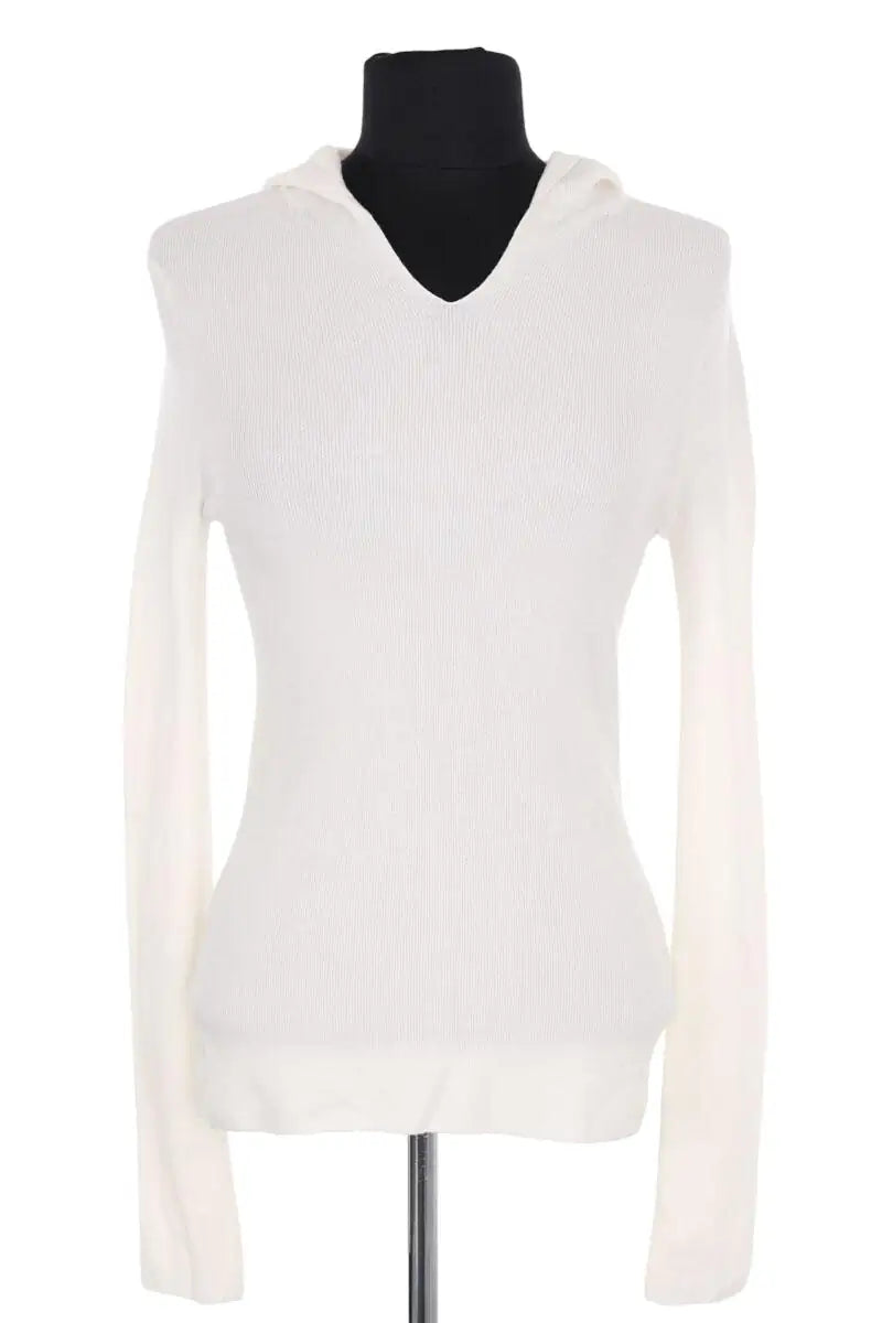Pull ME + EM Stretch rib layering hoodie Ecru en Laine, taille S - Seconde Main