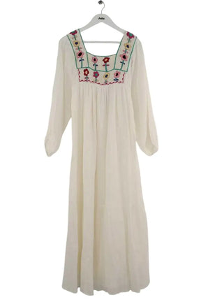 Robe Antik Batik Blanc en Coton, taille M - Seconde Main
