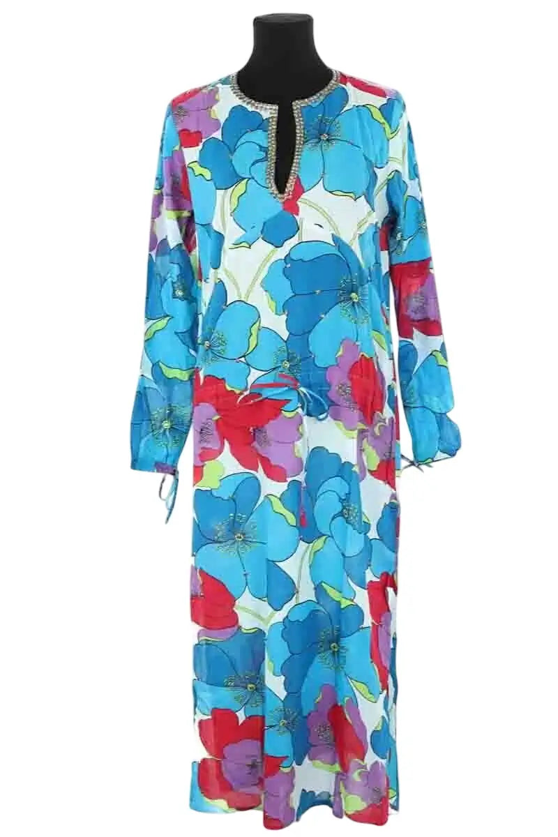 Robe Antik Batik Bleu en Coton, taille L - Seconde Main