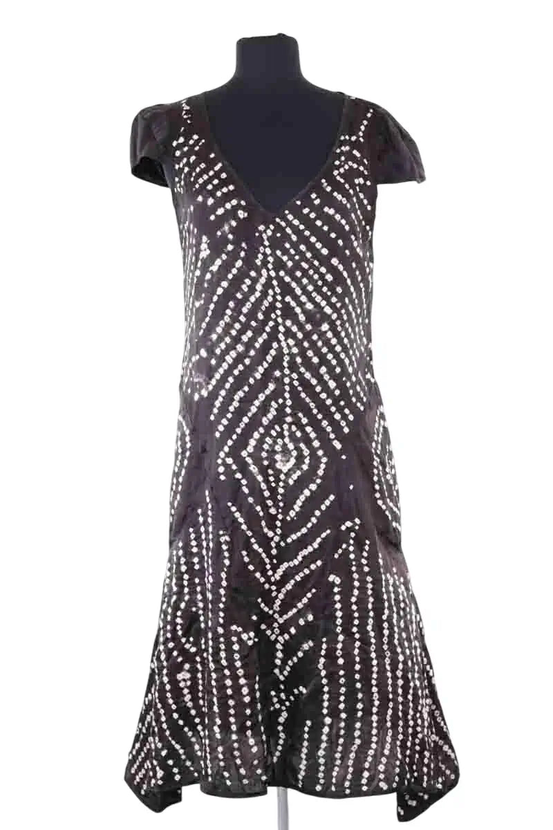 Robe Antik Batik Noir en Soie, taille M - Seconde Main