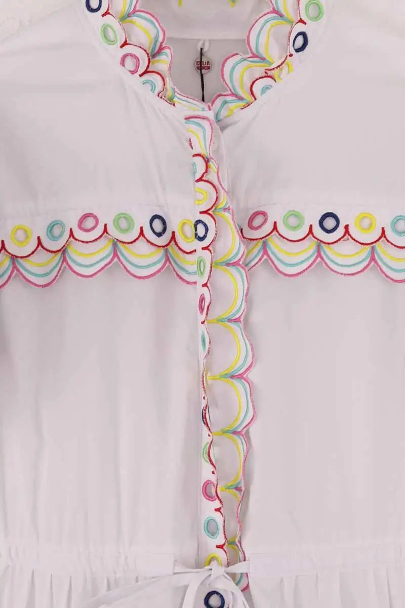 Robe Celia B Blanc en Coton