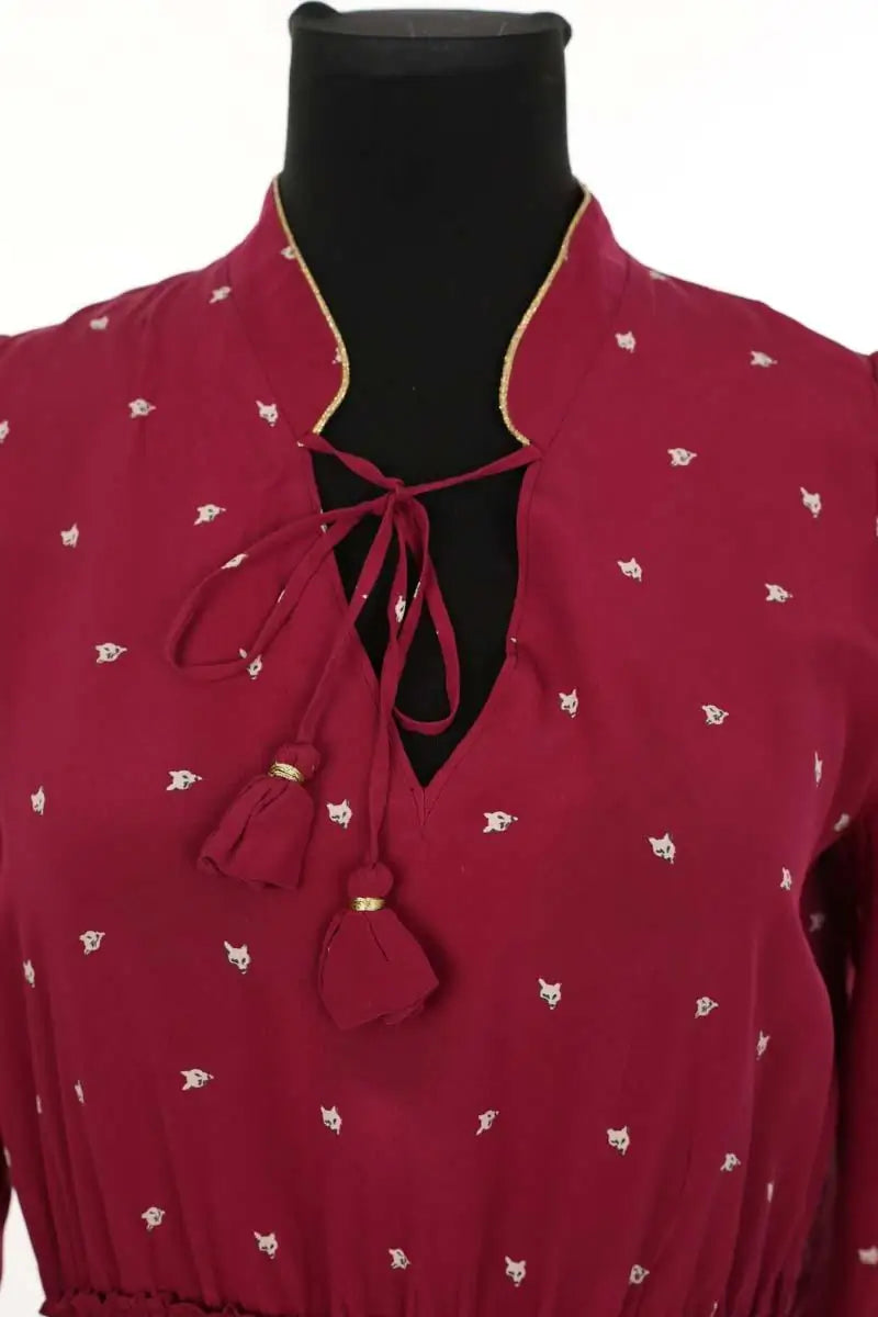 Robe Claudie Pierlot Bordeaux en Soie