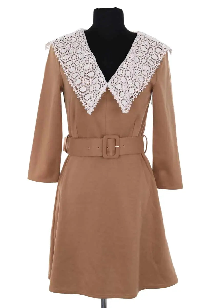 Robe Claudie Pierlot Camel en Synthétique, taille S - Seconde Main
