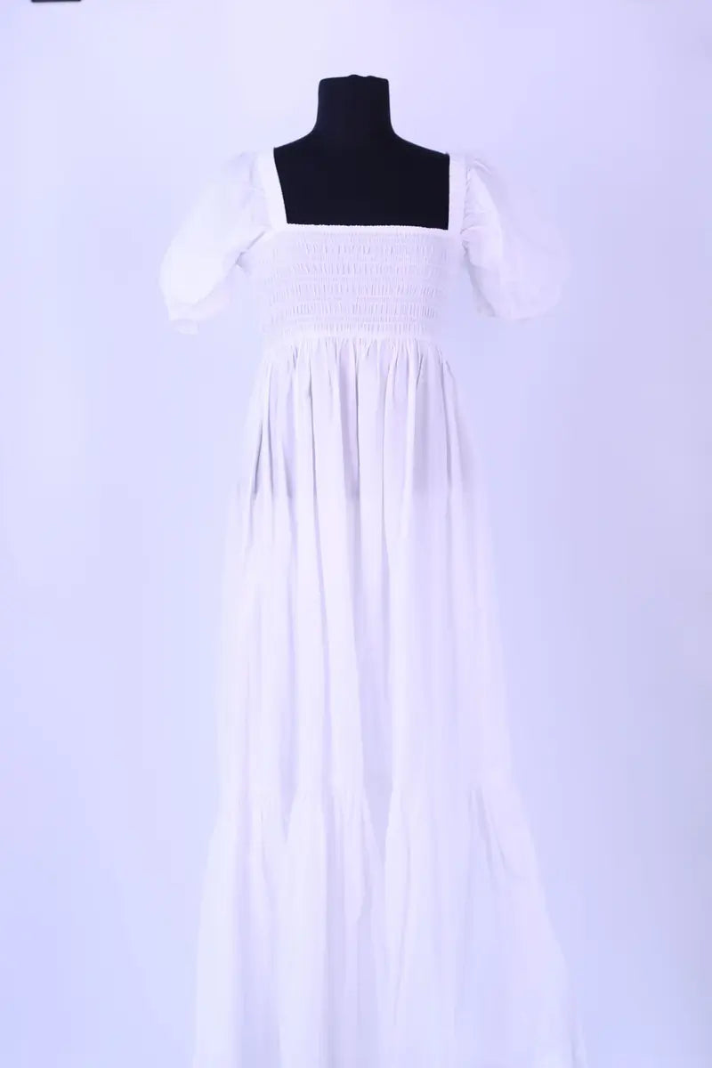 Robe Ganni Blanc en Coton, taille S - Seconde Main