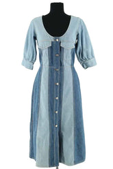 Robe Ganni Bleu en Coton, taille S - Seconde Main