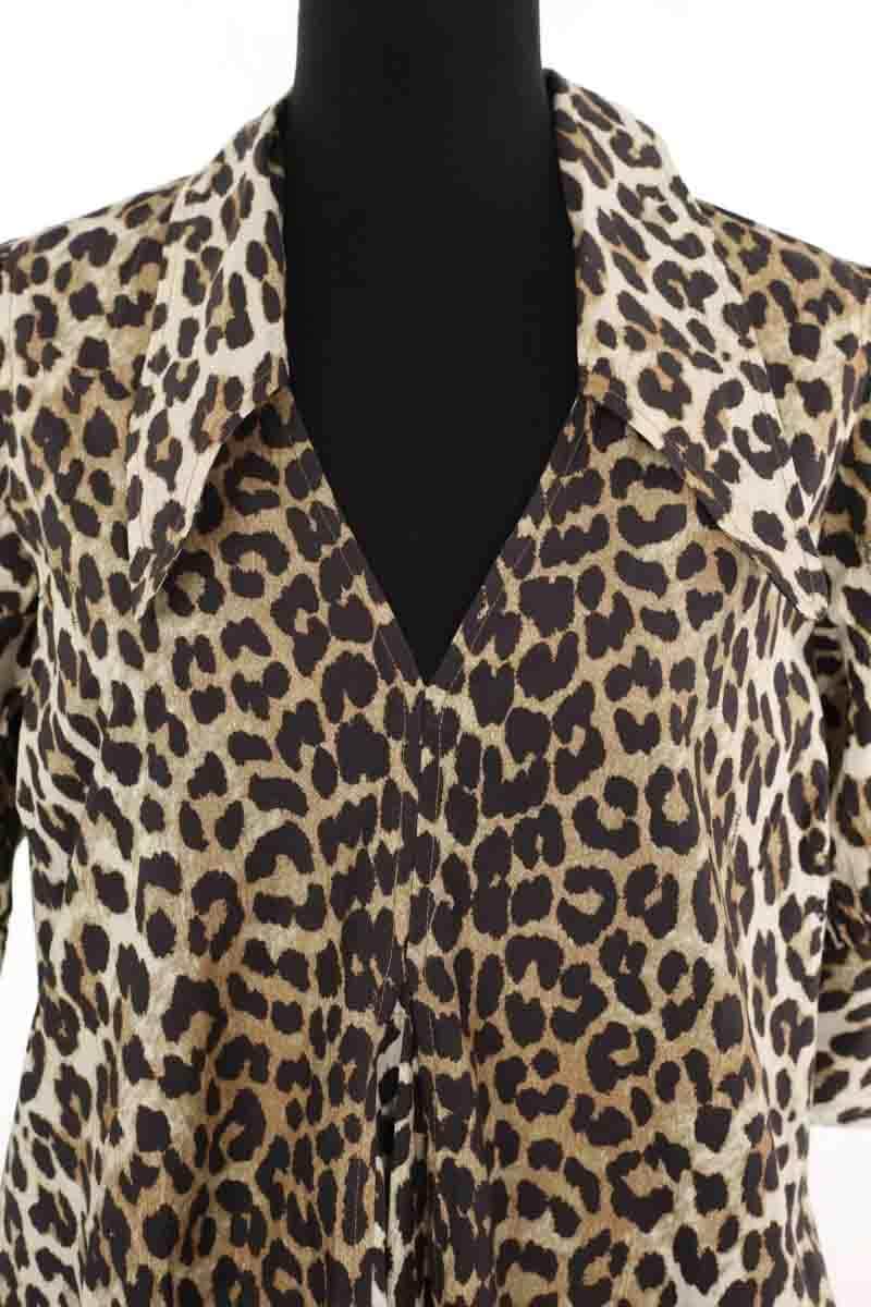 Robe Ganni Leopard Marron en Coton