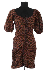 Robe Ganni Marron en Coton, taille XS - Seconde Main