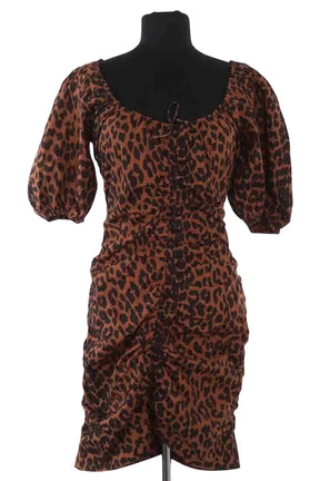 Robe Ganni Marron en Coton, taille XS - Seconde Main