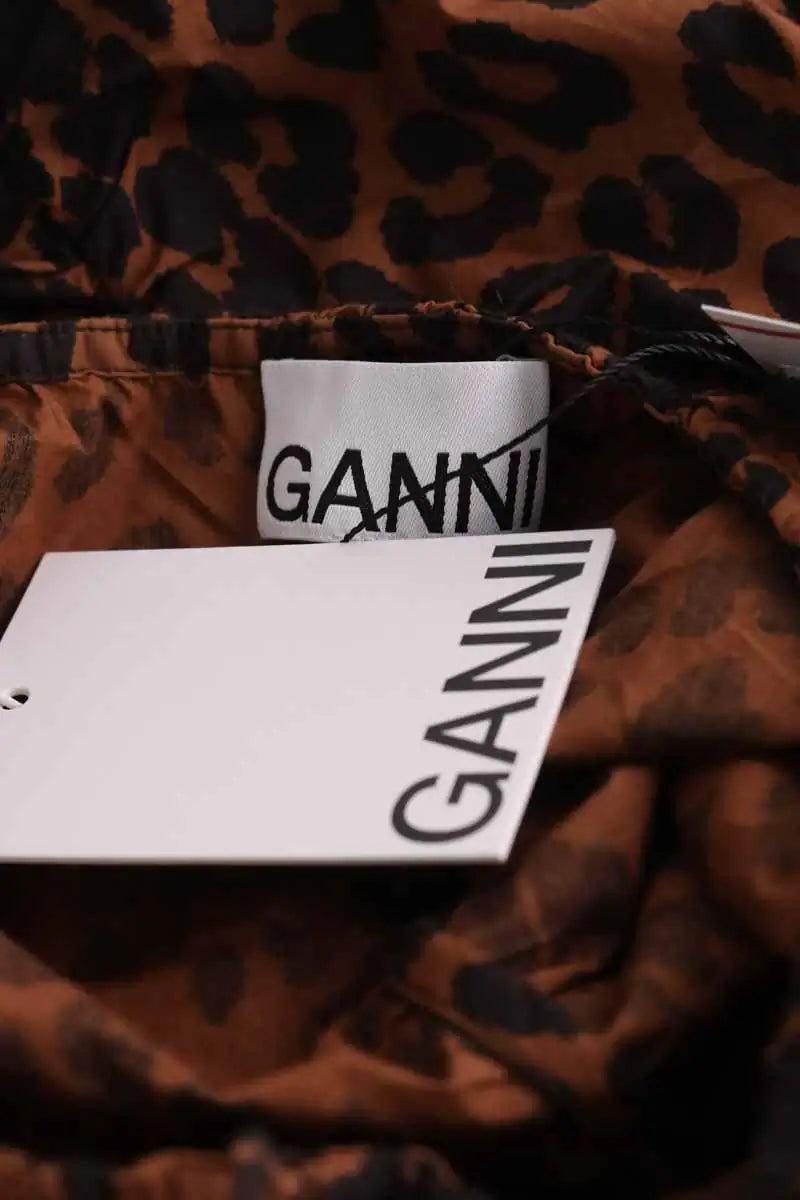 Robe Ganni Marron en Coton