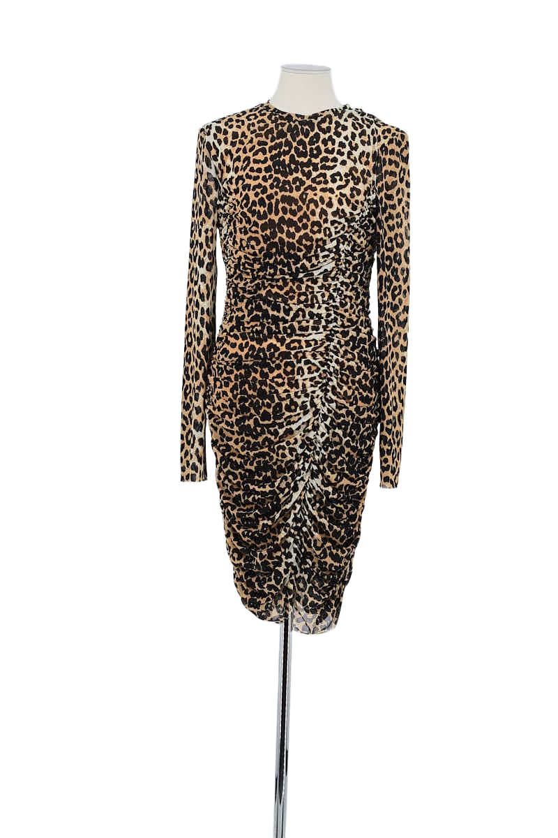 Robe Ganni Marron en Polyamide, taille L - Seconde Main