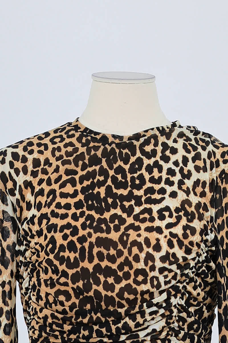 Robe Ganni Marron en Polyamide