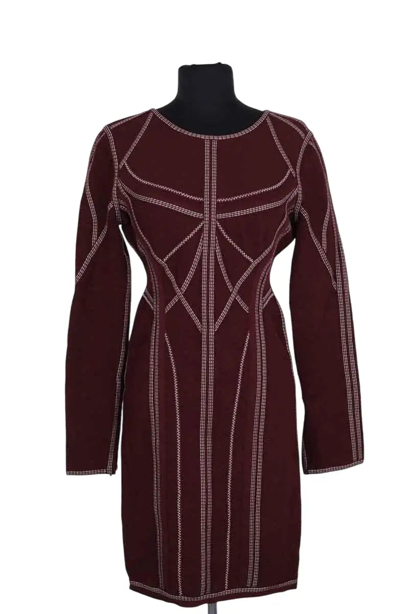 Robe Herve Leger Bordeaux en Synthétique, taille M - Seconde Main