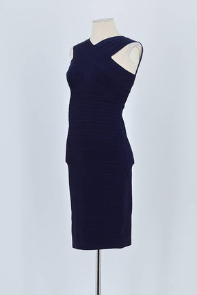 Robe Herve Leger Marine en Coton