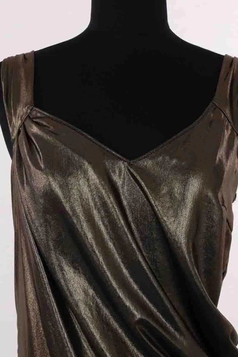 Robe John Galliano Draped asymetric dress lame Doré en Synthétique