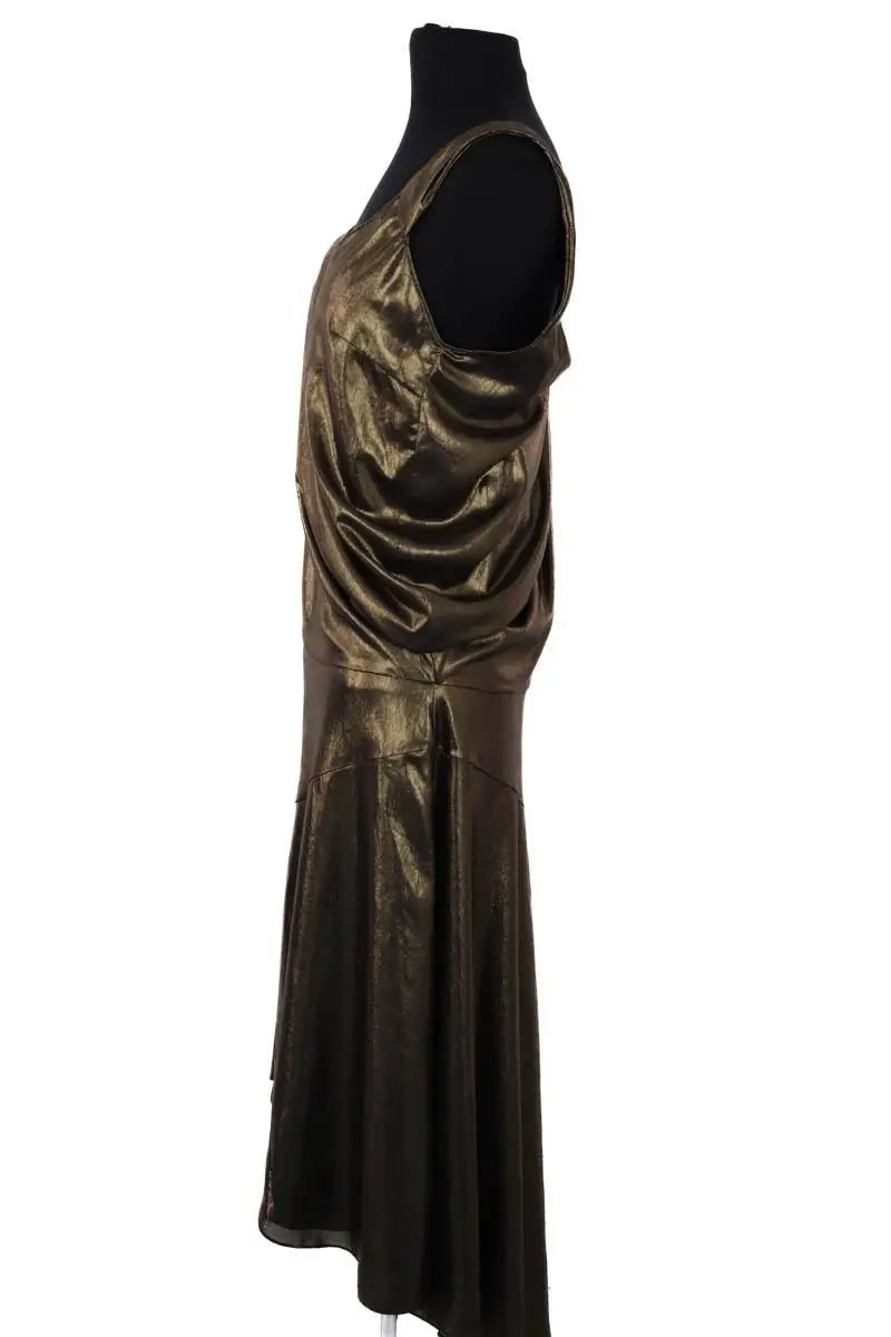 Robe John Galliano Draped asymetric dress lame Doré en Synthétique